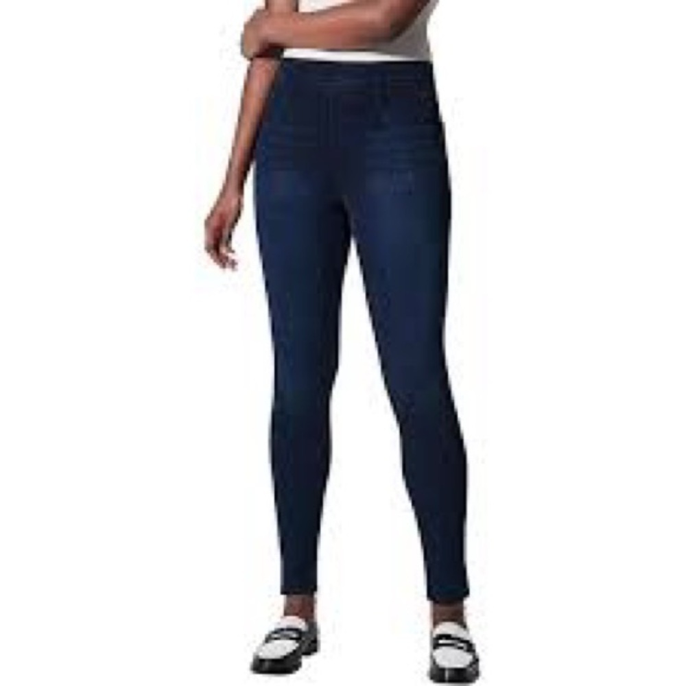 SPANX Dark Blue Womens M Jeggings Cotton Skinny Stretch Mid Rise Pockets Classic